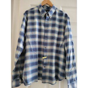 John Varvatos blue Plaid Button Down shirt Casual size XL designer long sleeve